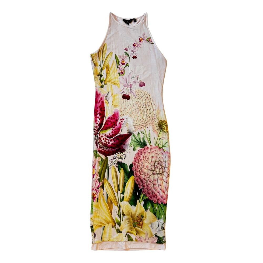 Ted Baker Julee Encyclopedia Floral Midi Dress 2 Pink Botanical Garden Party - Picture 3 of 15